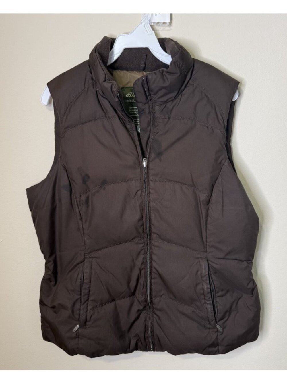 Vintage 90s Eddie Bauer Down Fill Puffer Vest Jacket Brown